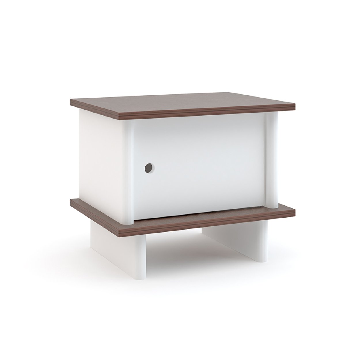 Table de chevet ML - Blanc/Noyer